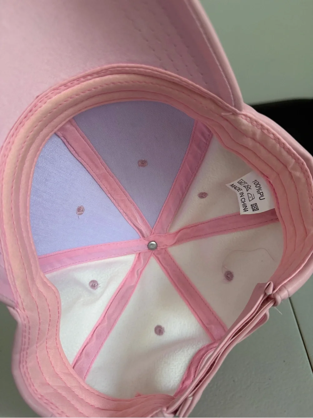 Pink Faux Leather Baseball Cap Adjustable Women’s Hat